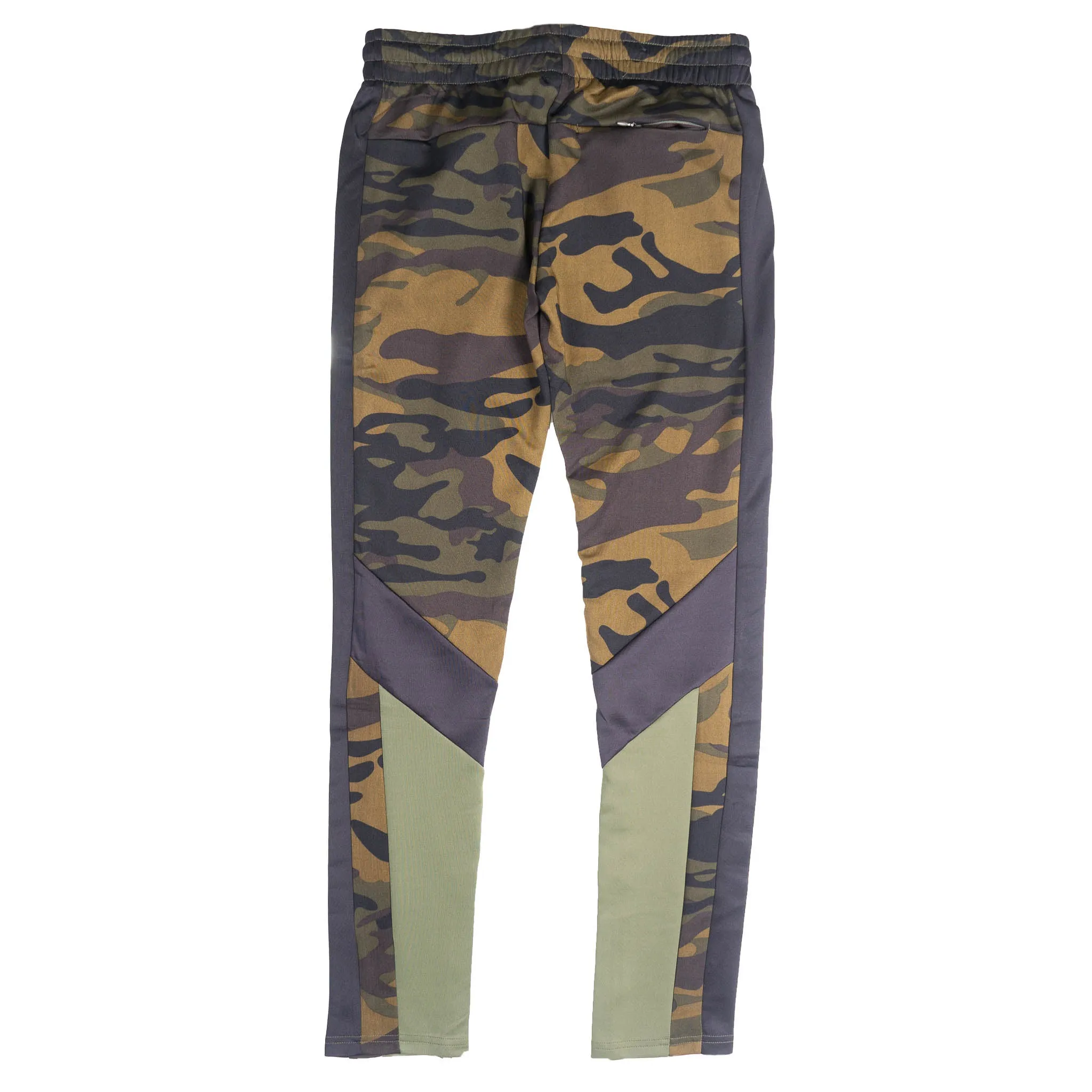 12 AM NATION COLOR BLOCK TRACK PANTS CAMO/BLACK/OLIVE - 89213