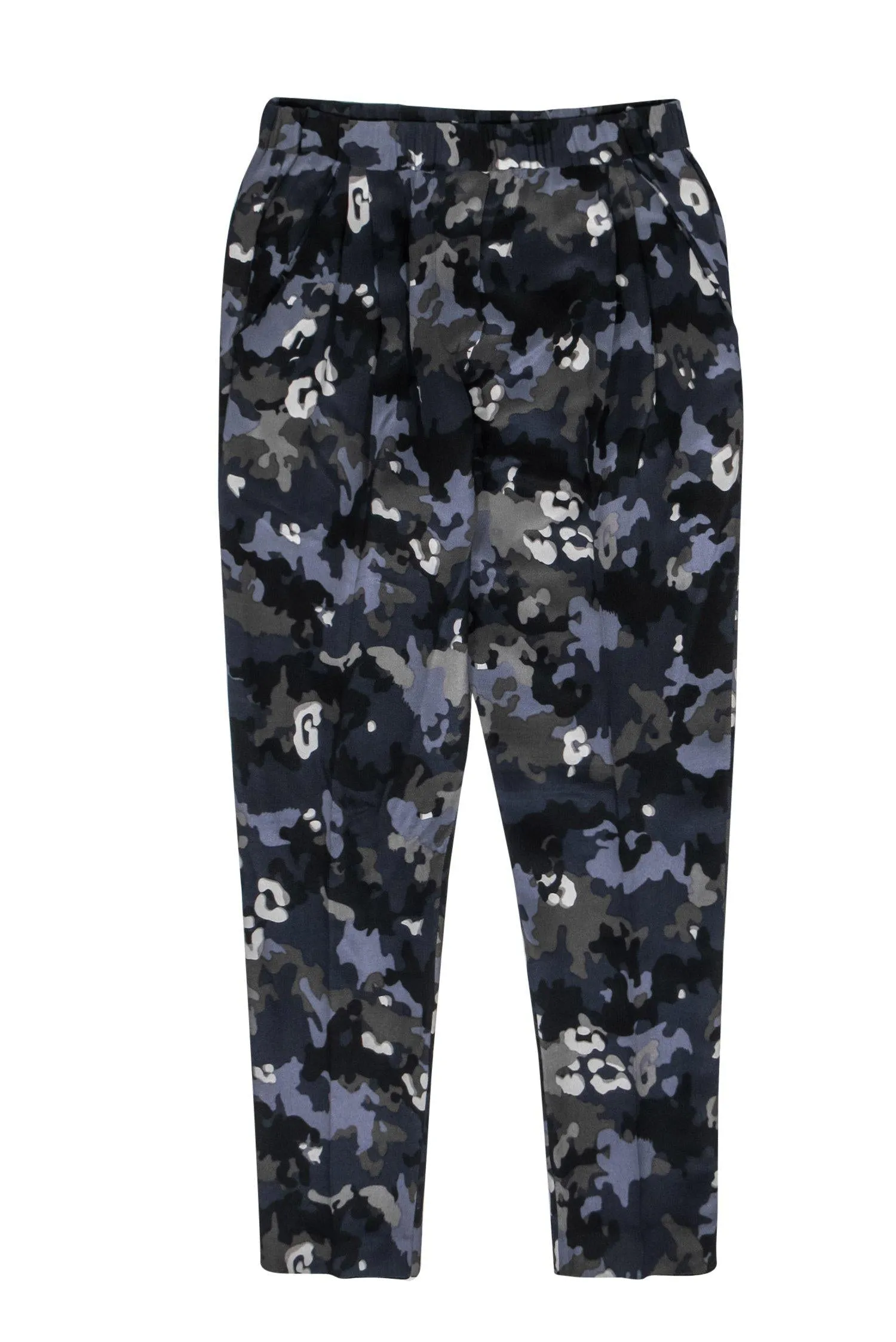 3.1 Phillip Lim - Navy Camouflage Print Silk Skinny Pants Sz 2