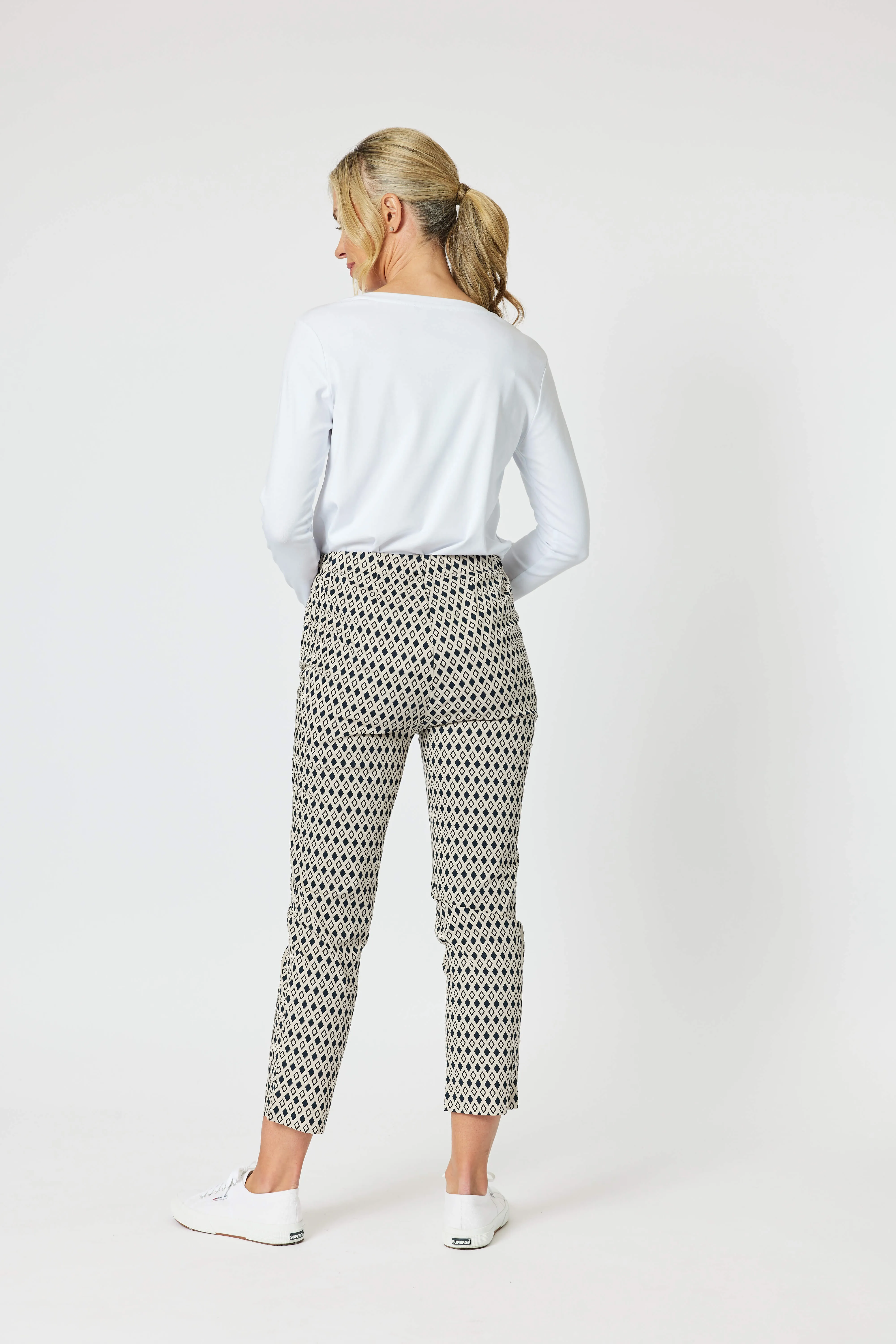 Ada Diamond Pant - Cream/Black