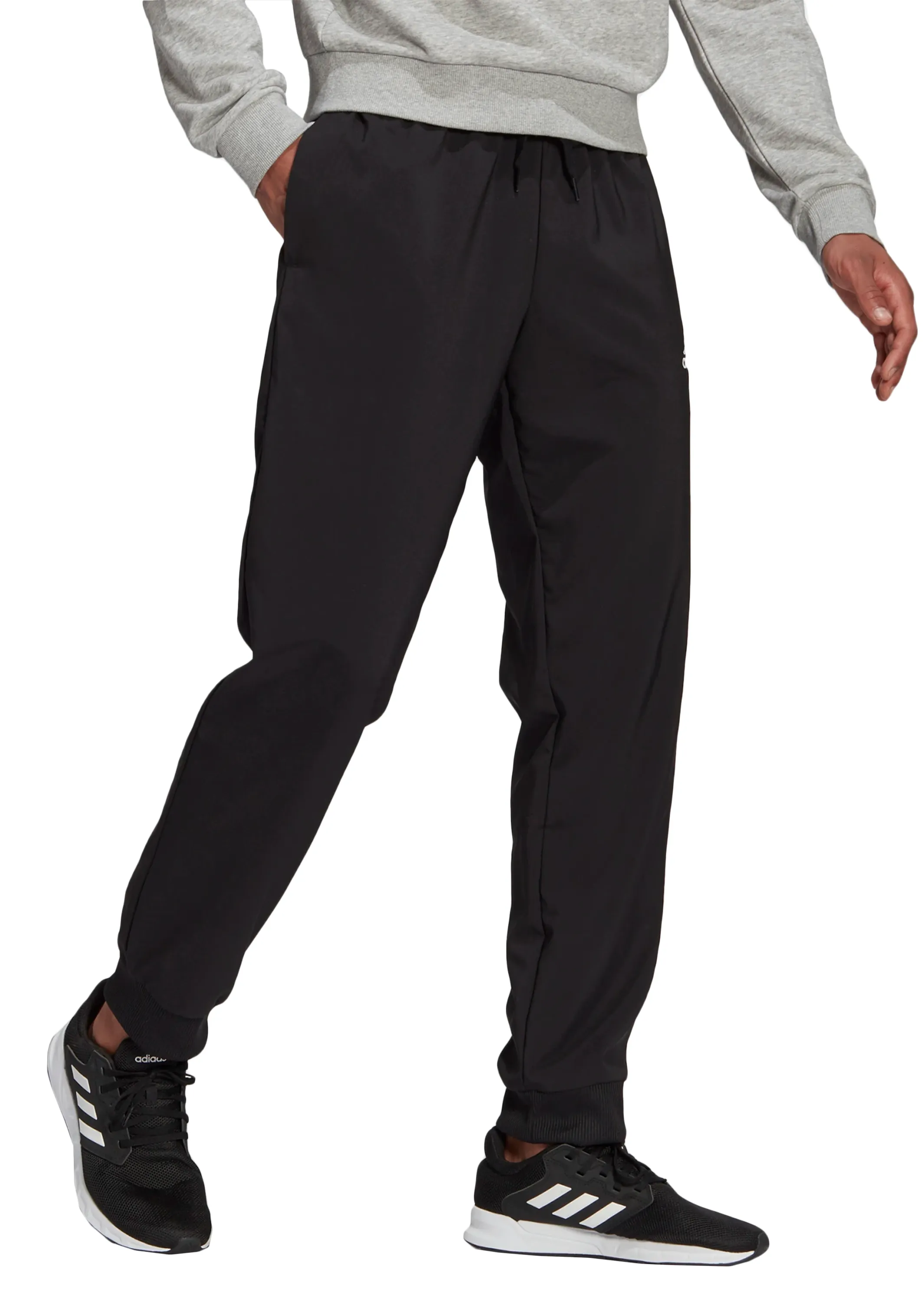 Adidas Mens Aeroready Essentials Stanford Tapered Cuff Embroidered Small Logo Pants Black <br> GK8893