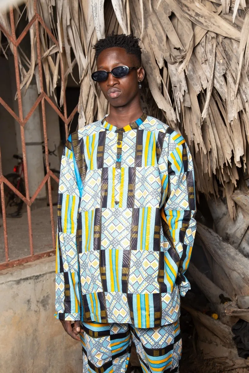 African Trousers In Blue Kente