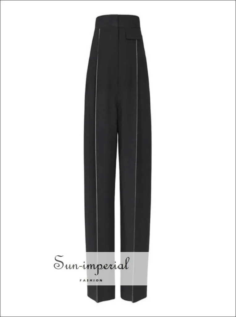 Alexandra Pants - Women Solid Black and White High Waist Pants Wide Leg Trousers for Women