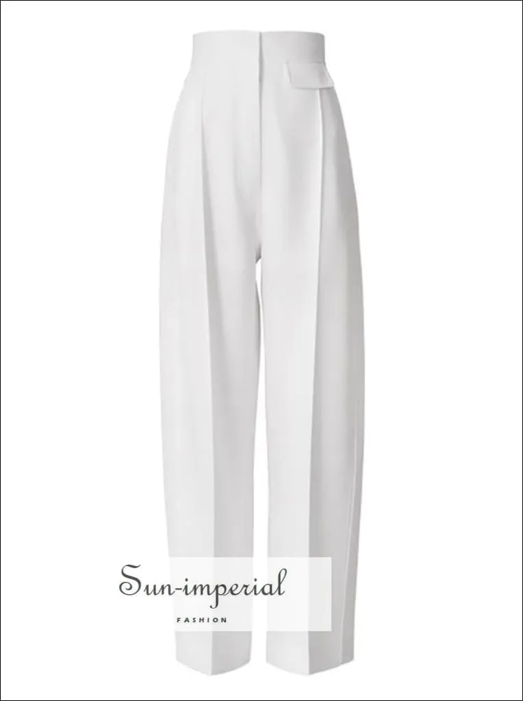 Alexandra Pants - Women Solid Black and White High Waist Pants Wide Leg Trousers for Women