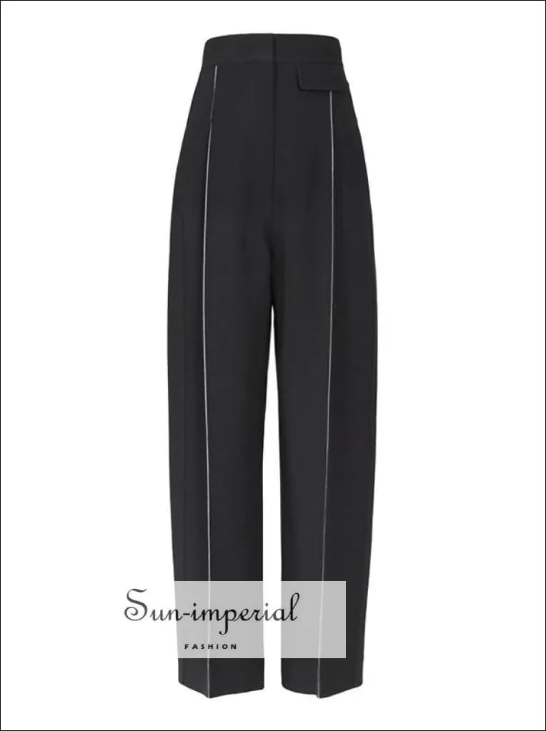 Alexandra Pants - Women Solid Black and White High Waist Pants Wide Leg Trousers for Women