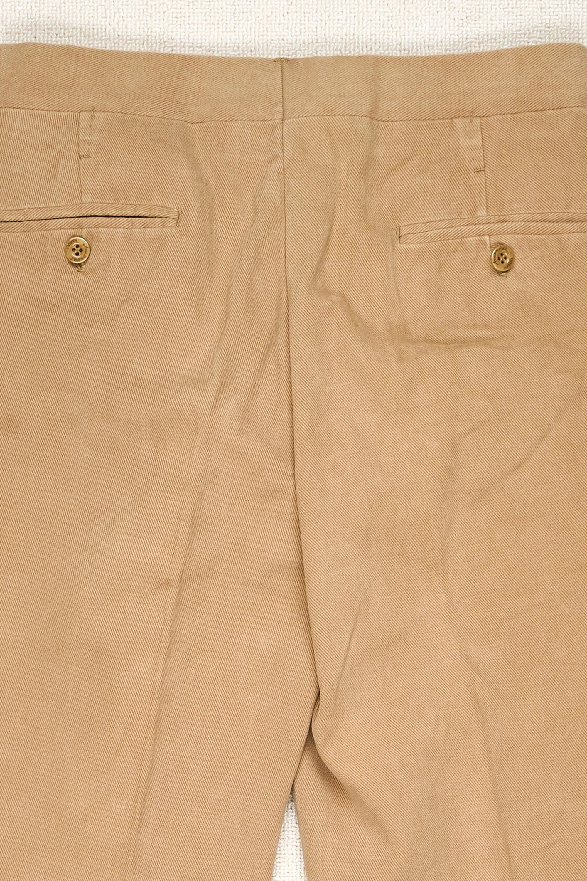 Ambrosi Napoli Beige Brushed Cotton Single-Pleat Trousers Bespoke