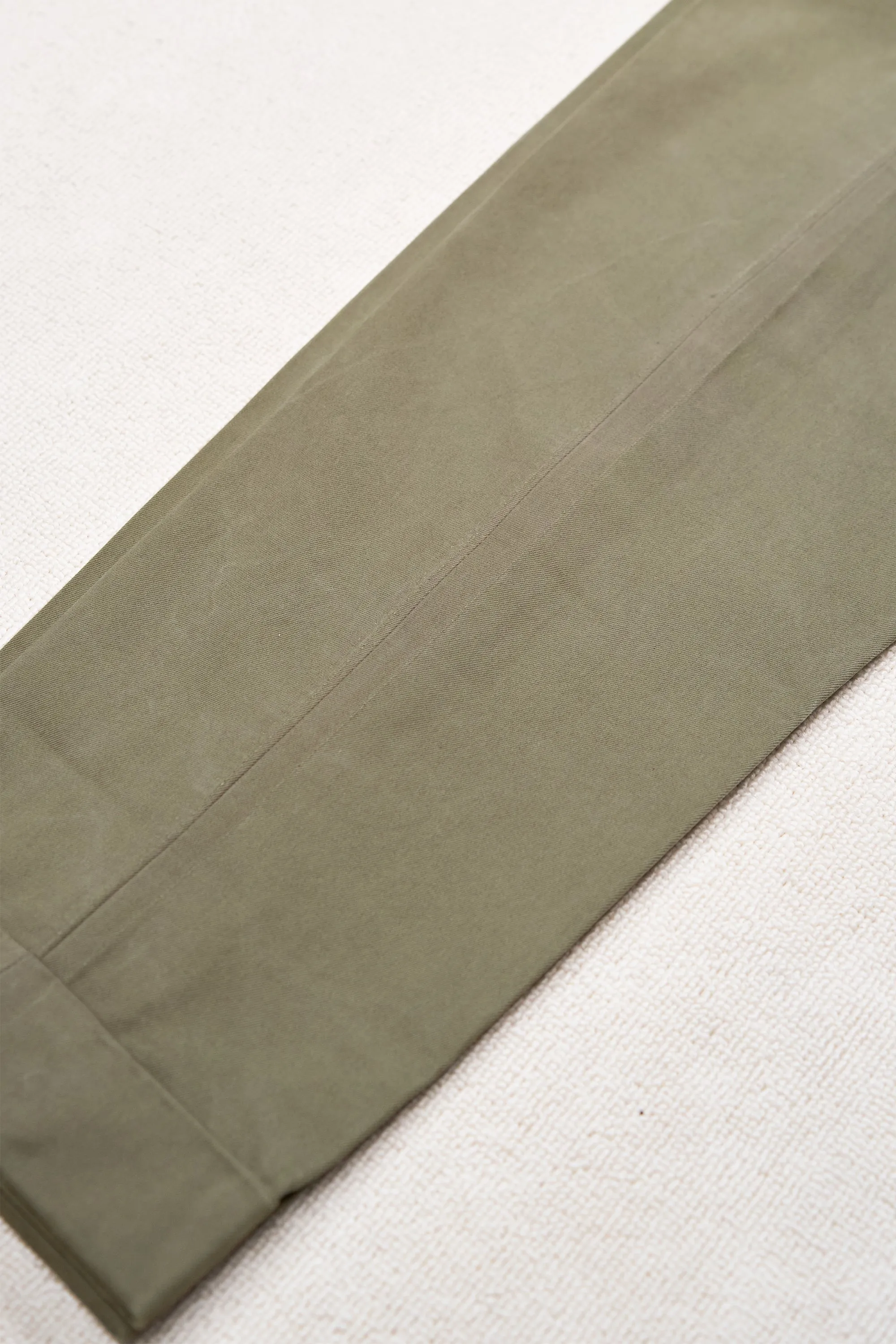 Ambrosi Napoli Olive Cotton Single-Pleat Trousers Bespoke