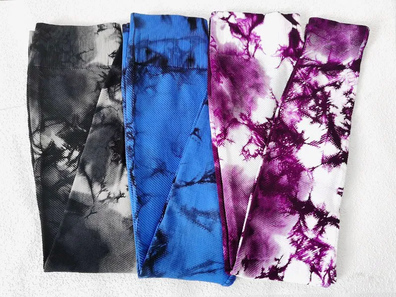 Autumn Seamless Tie Dye Print Yoga Leggings Work Out Fitness Gym Yoga Pantalones High Elastics High Waist Sports Slim Trousers