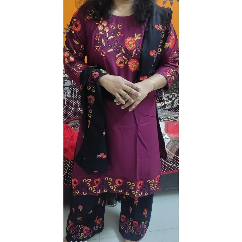 Beautiful Festival wear Purple Women Kurti Pant with Dupatta set