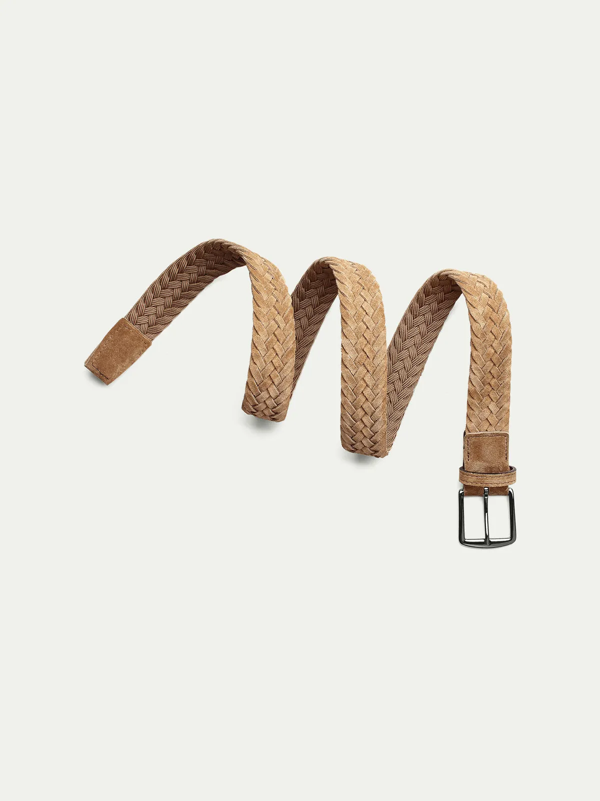 Beige Woven Suede Belt