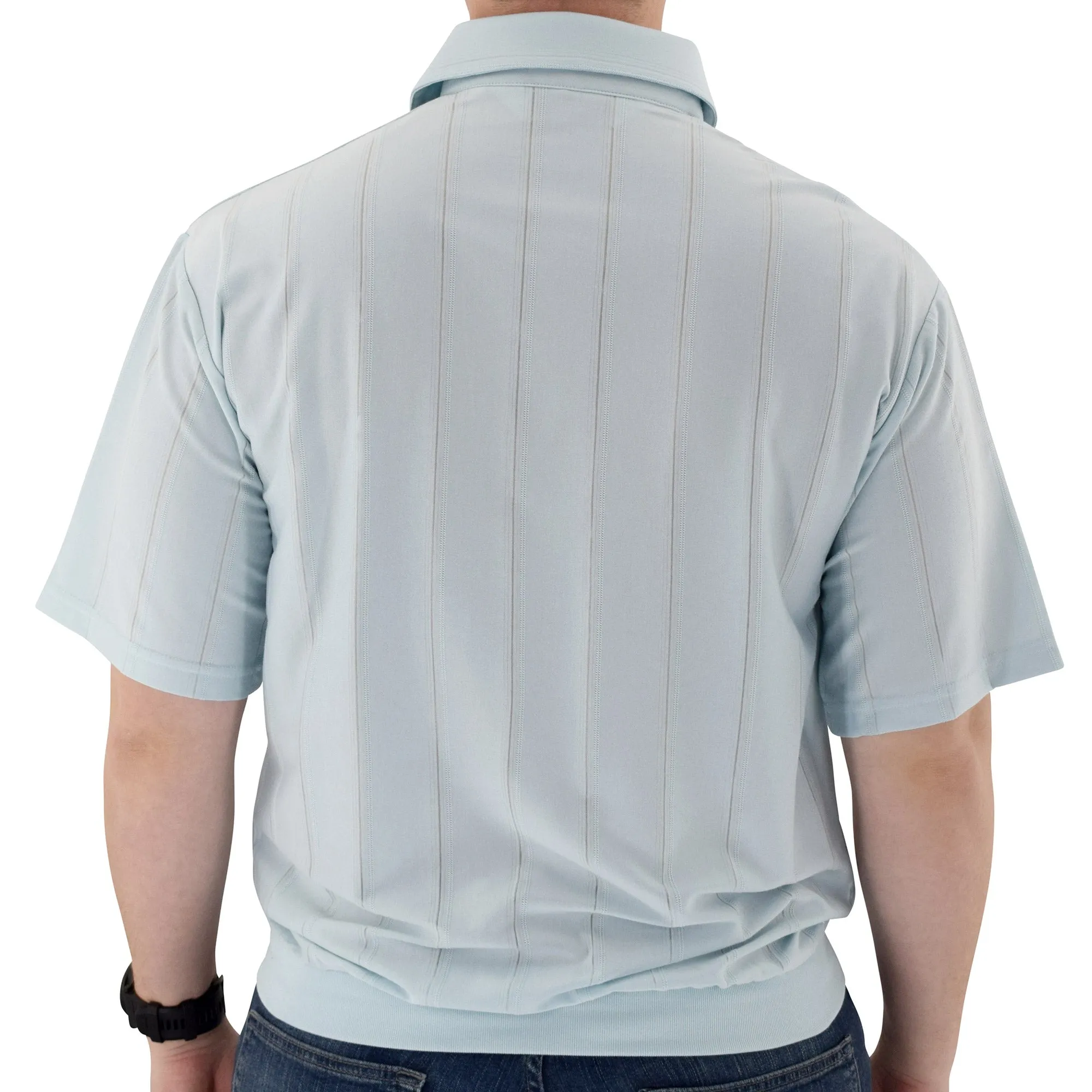 Big and Tall Tone on Tone Textured Knit Short Sleeve Banded Bottom Shirt - 6010-16BT - Light Blue