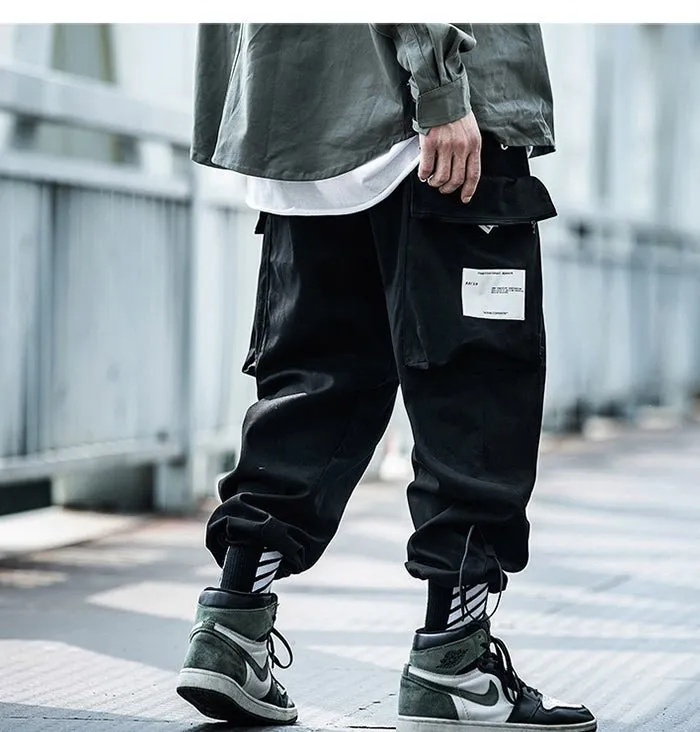 Big Pockets Male Harem Cargo Pants Harajuku Streetwear Sweatpants Hip Hop Casual Joggers Men Trousers Oversized