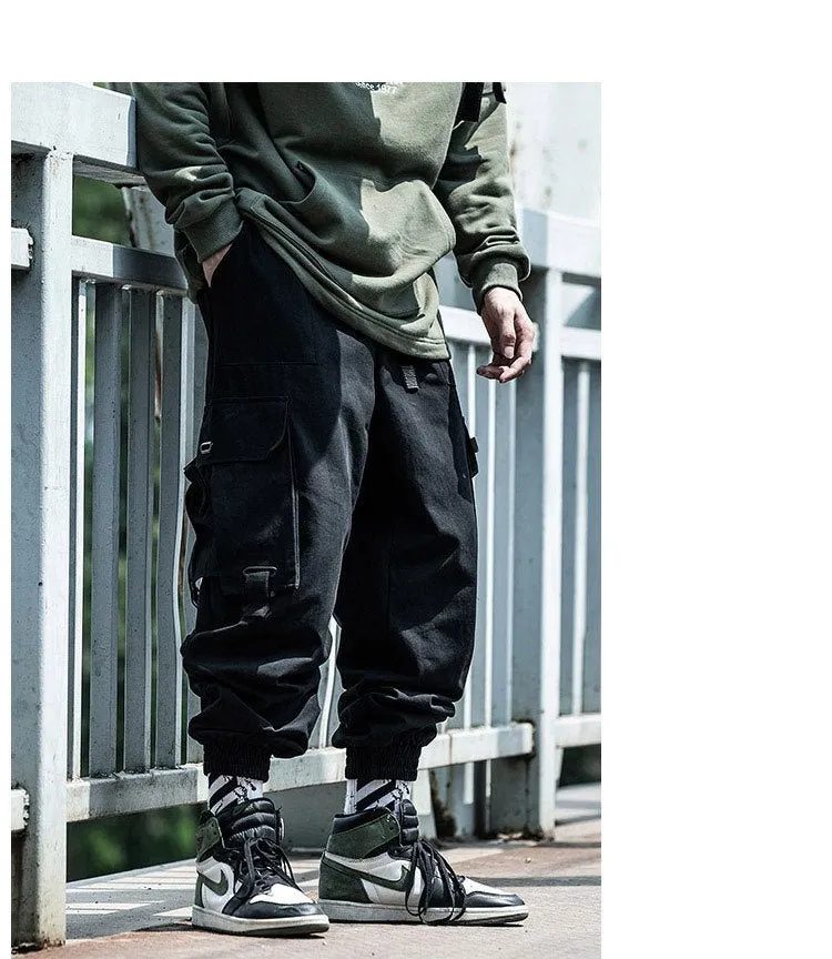 Black Cargo Pants Men Hip Hop Loose Pants Mens Spring Harem Pant Streetwear Harajuku Jogger Sweatpant Trousers M-4XL