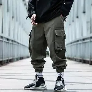 Black Cargo Pants Men Hip Hop Loose Pants Mens Spring Harem Pant Streetwear Harajuku Jogger Sweatpant Trousers M-4XL