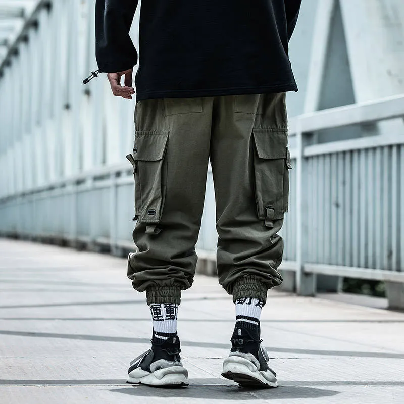 Black Cargo Pants Men Hip Hop Loose Pants Mens Spring Harem Pant Streetwear Harajuku Jogger Sweatpant Trousers M-4XL