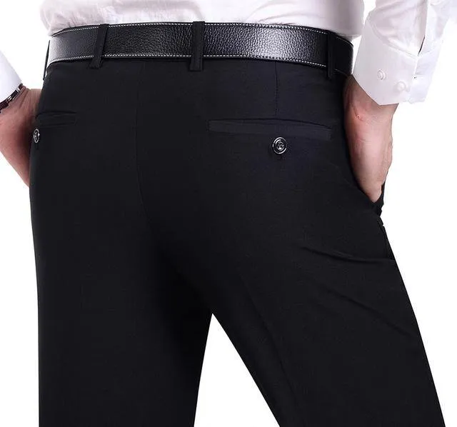 Black Formal Suit Pants Business Male Wedding Dress Casual Men Trouser