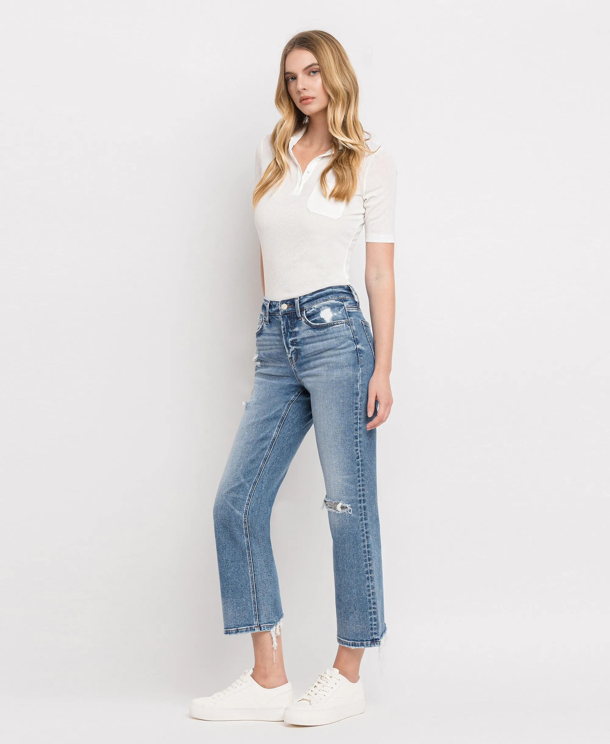 Blink - High Rise Distressed Crop Straight Jeans