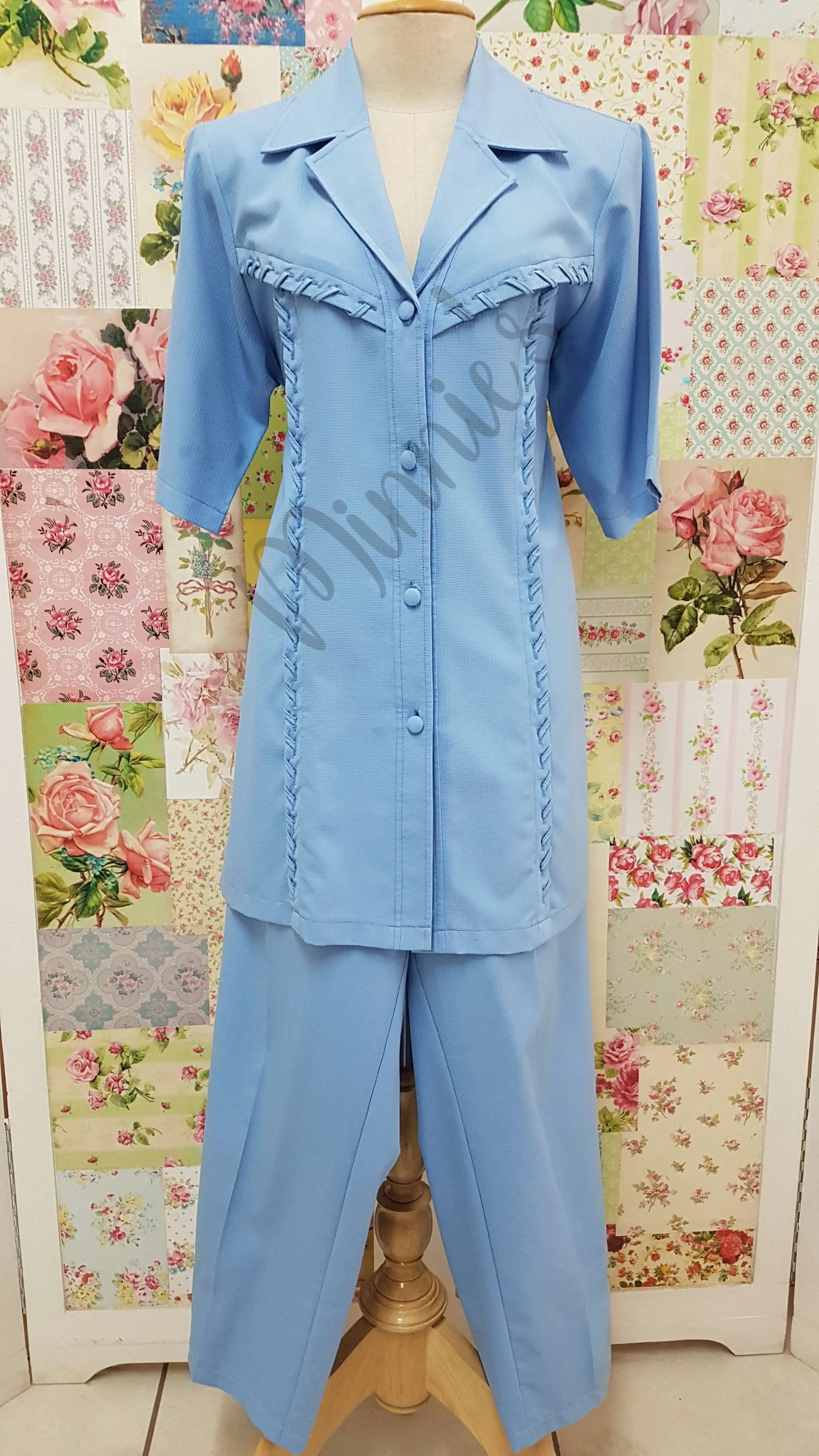 Blue 2-Piece 3/4 Pants Set YO023