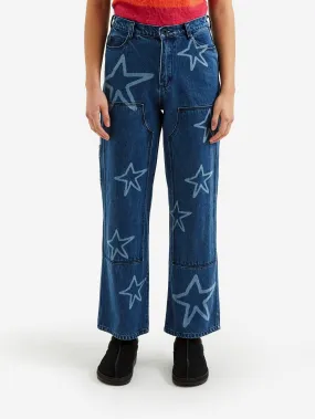 Brain Dead Stars Denim Double Knee Utility Pant - Medium Indigo