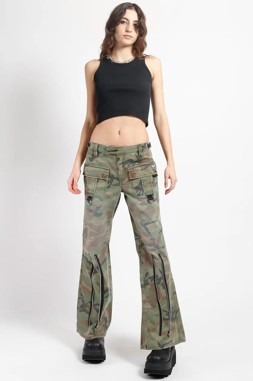 Camo Cargo Flare Pants [Last 27]