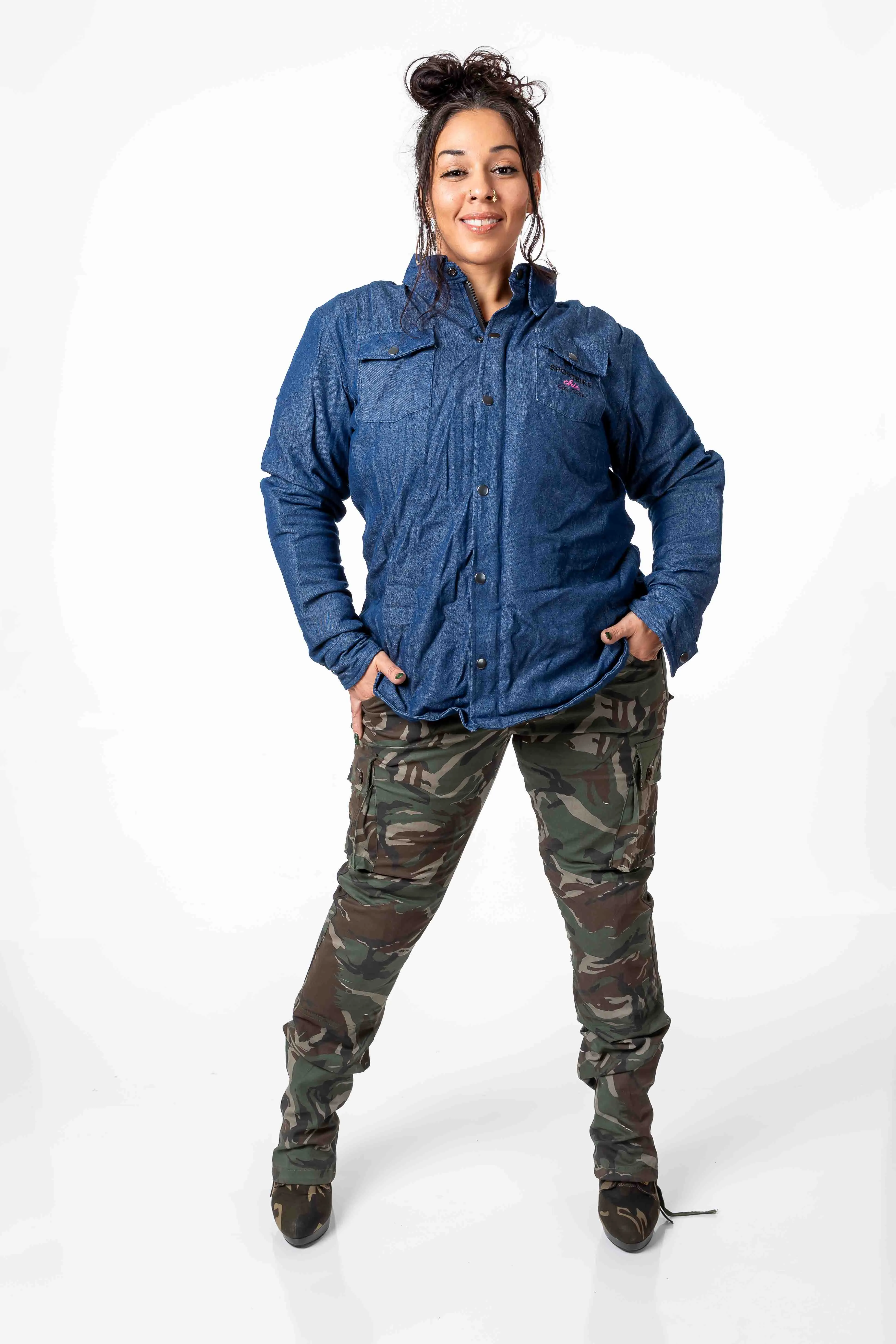 Camouflage Protective Pants Regular Height with Rear Ruching