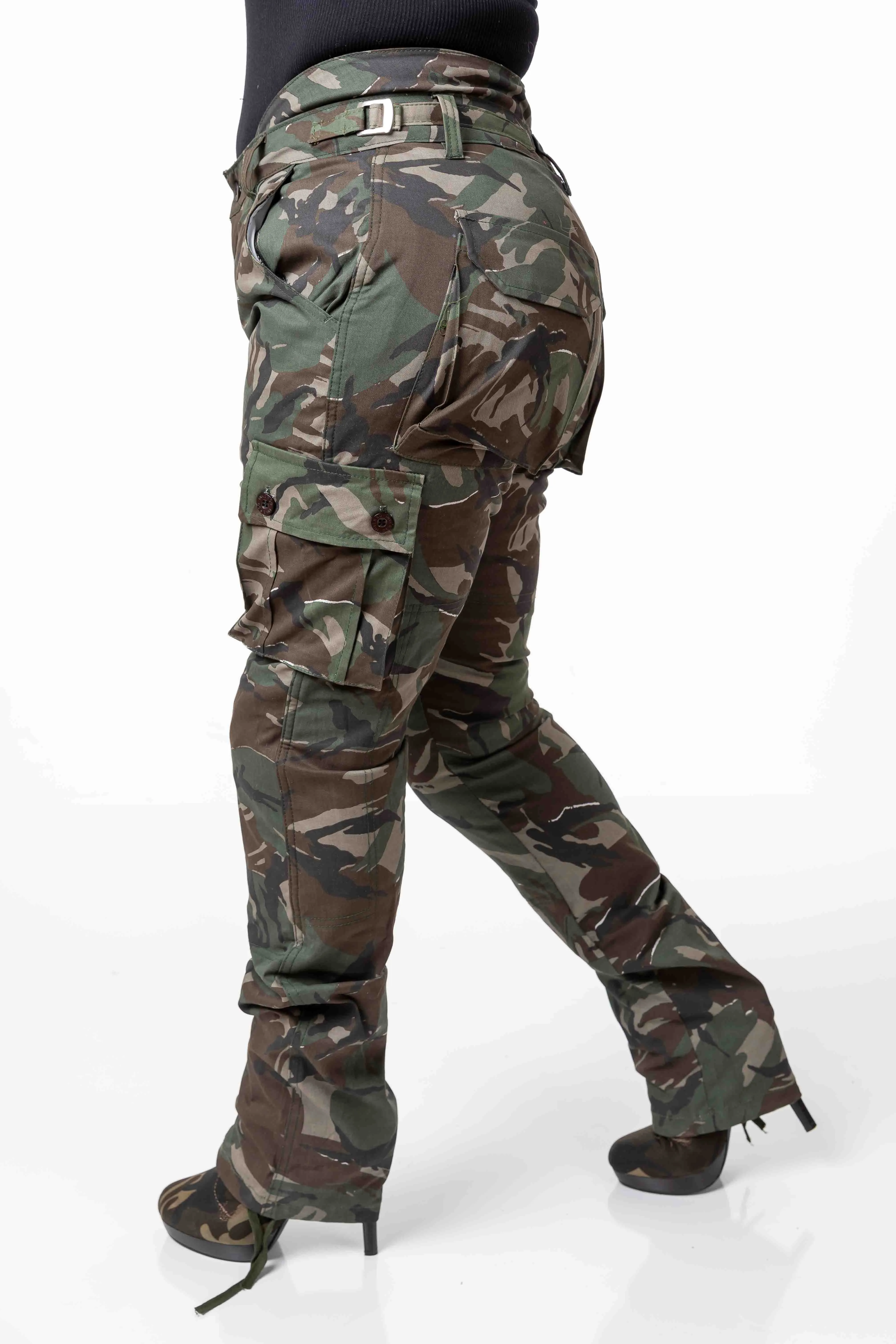 Camouflage Protective Pants Regular Height with Rear Ruching