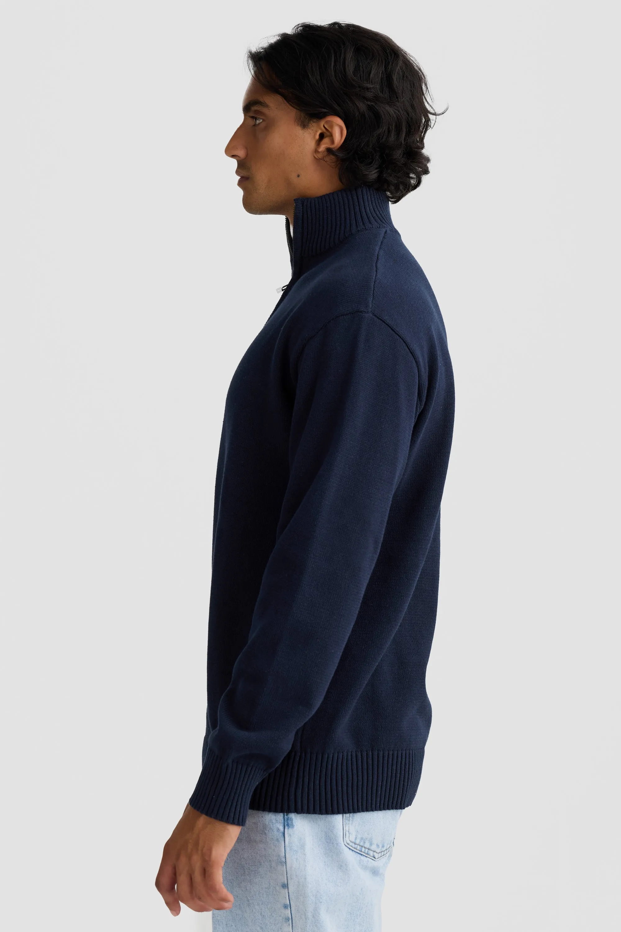 Campbell Knit Quarter Zip French Navy