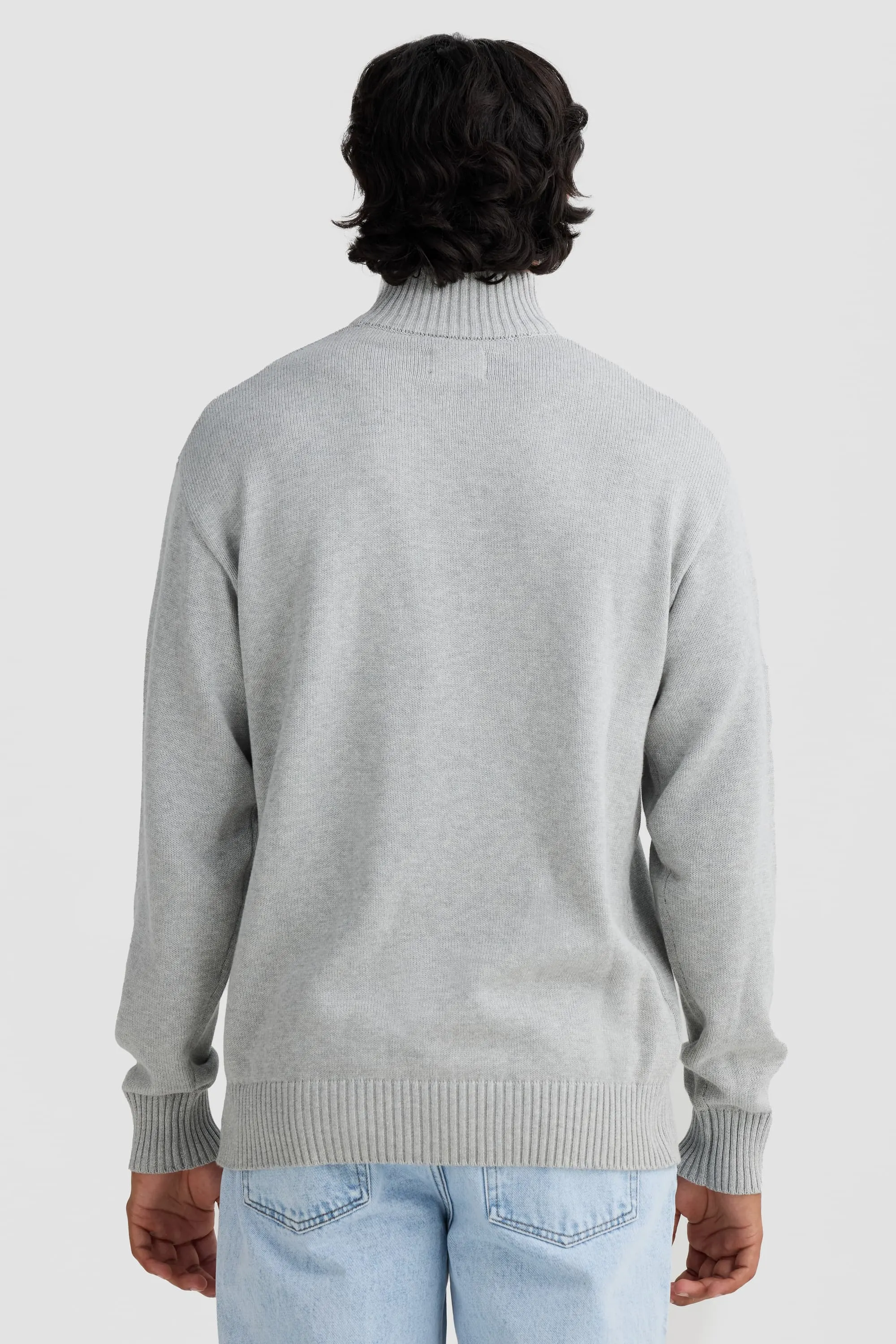 Campbell Knit Quarter Zip Grey Marle