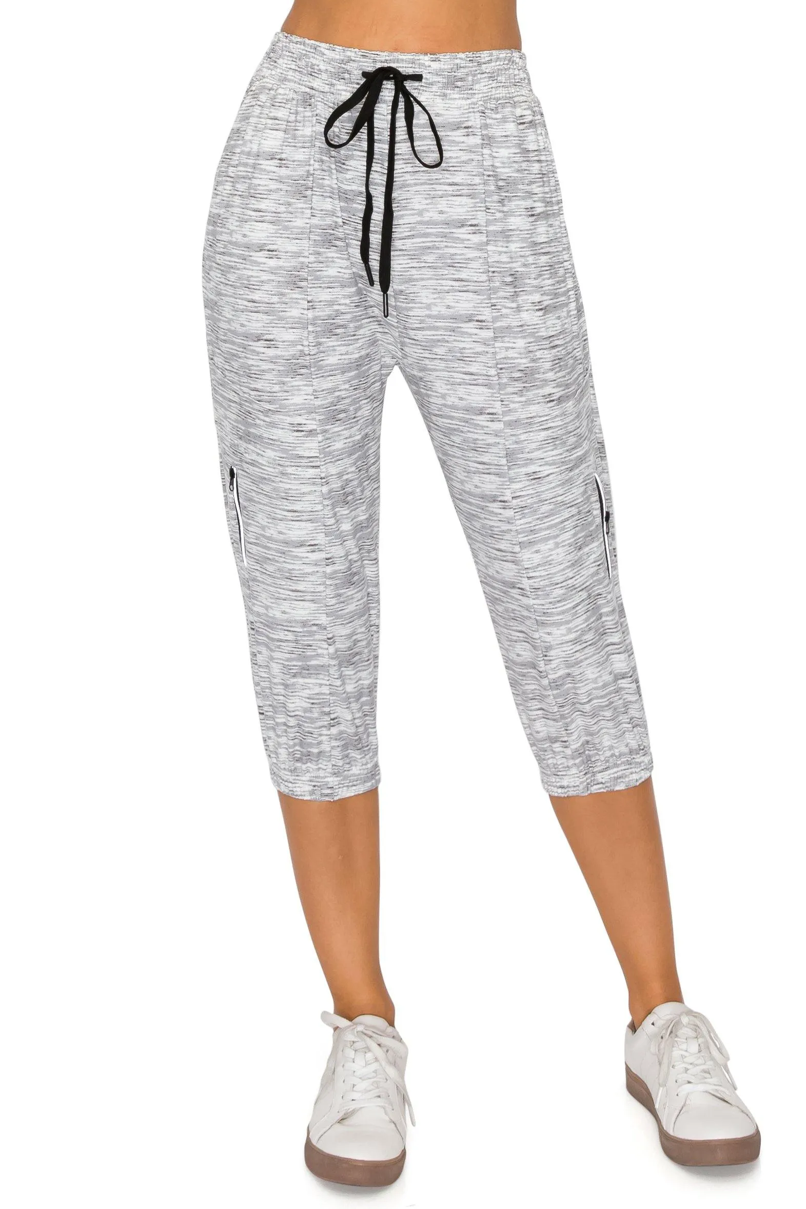 Capri Jogger Track Pants - Soft Stretch Zipper Sweatpants