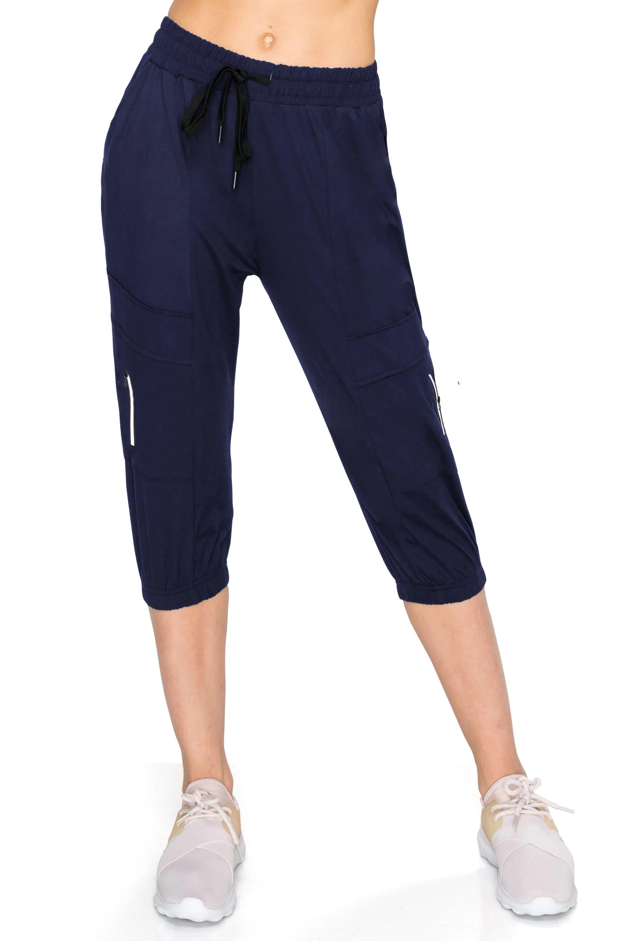 Capri Jogger Track Pants - Soft Stretch Zipper Sweatpants