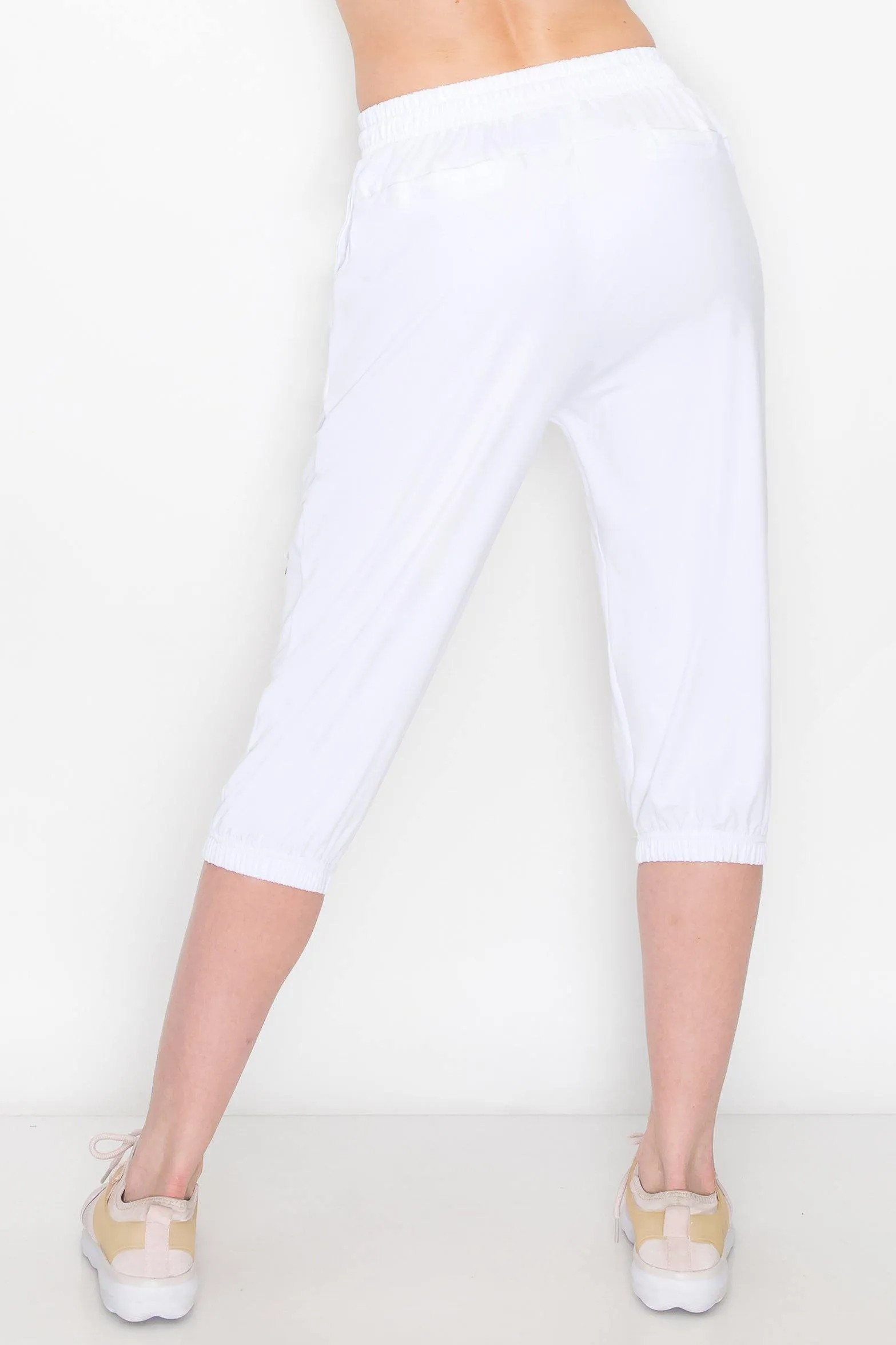 Capri Jogger Track Pants - Soft Stretch Zipper Sweatpants