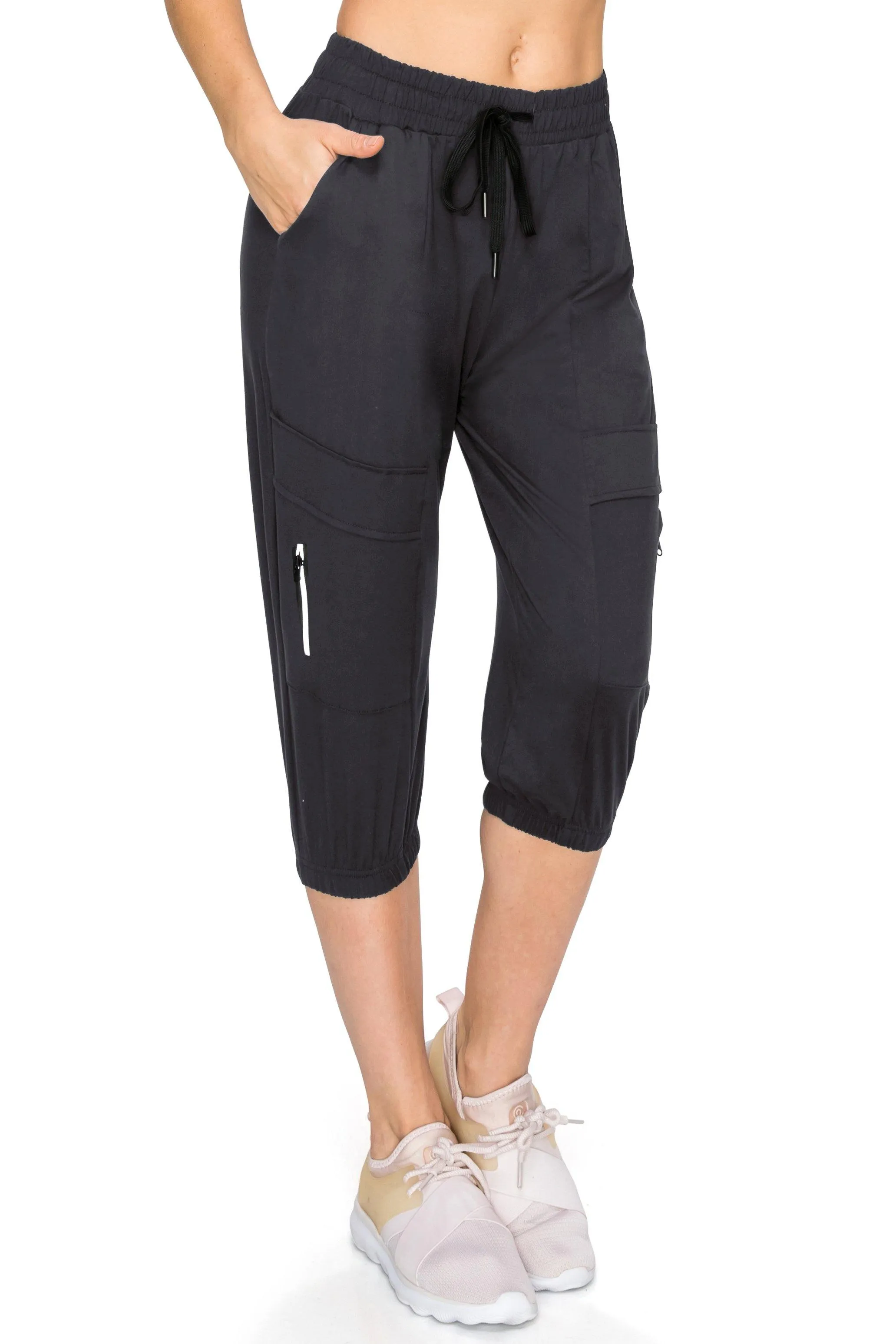 Capri Jogger Track Pants - Soft Stretch Zipper Sweatpants