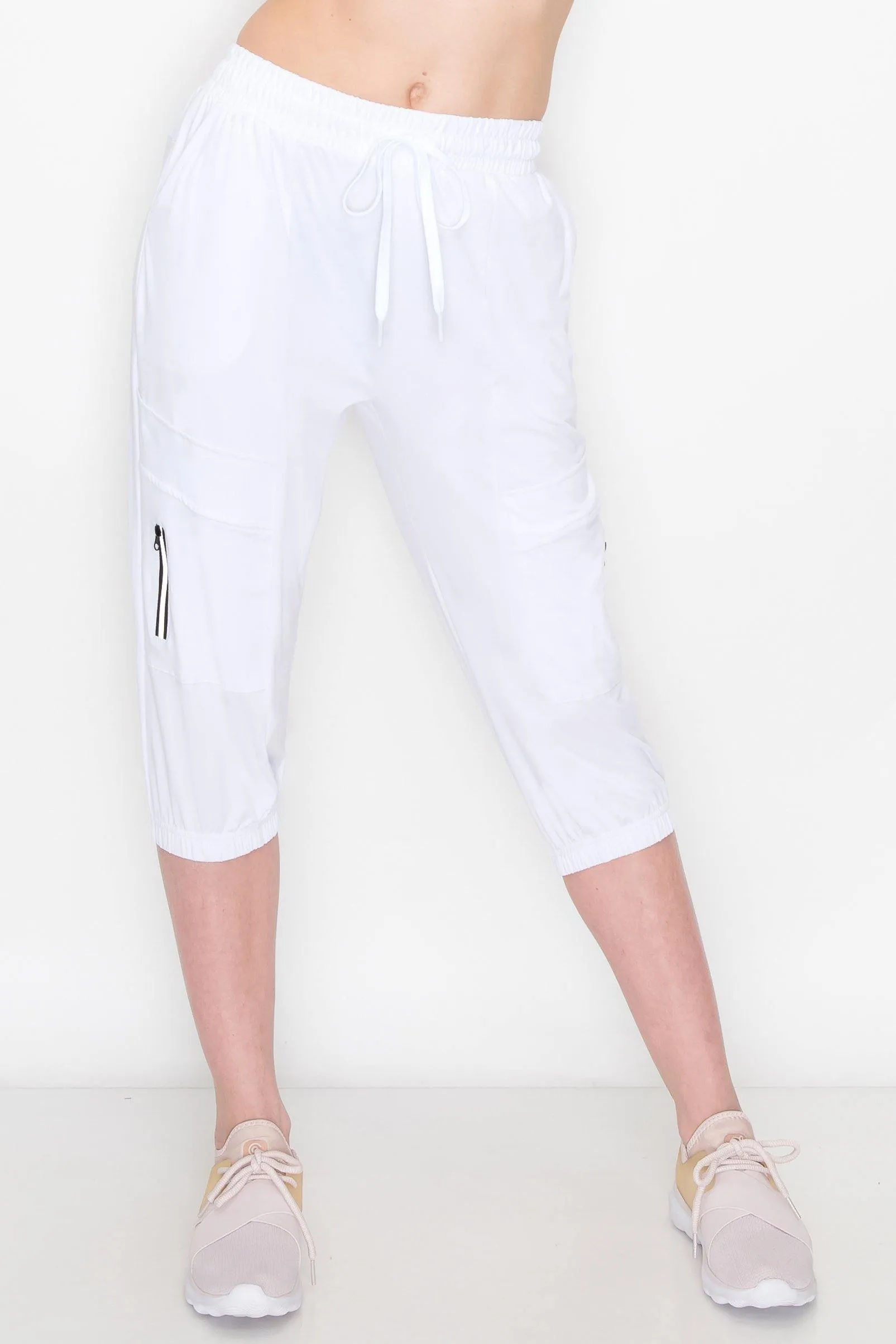 Capri Jogger Track Pants - Soft Stretch Zipper Sweatpants