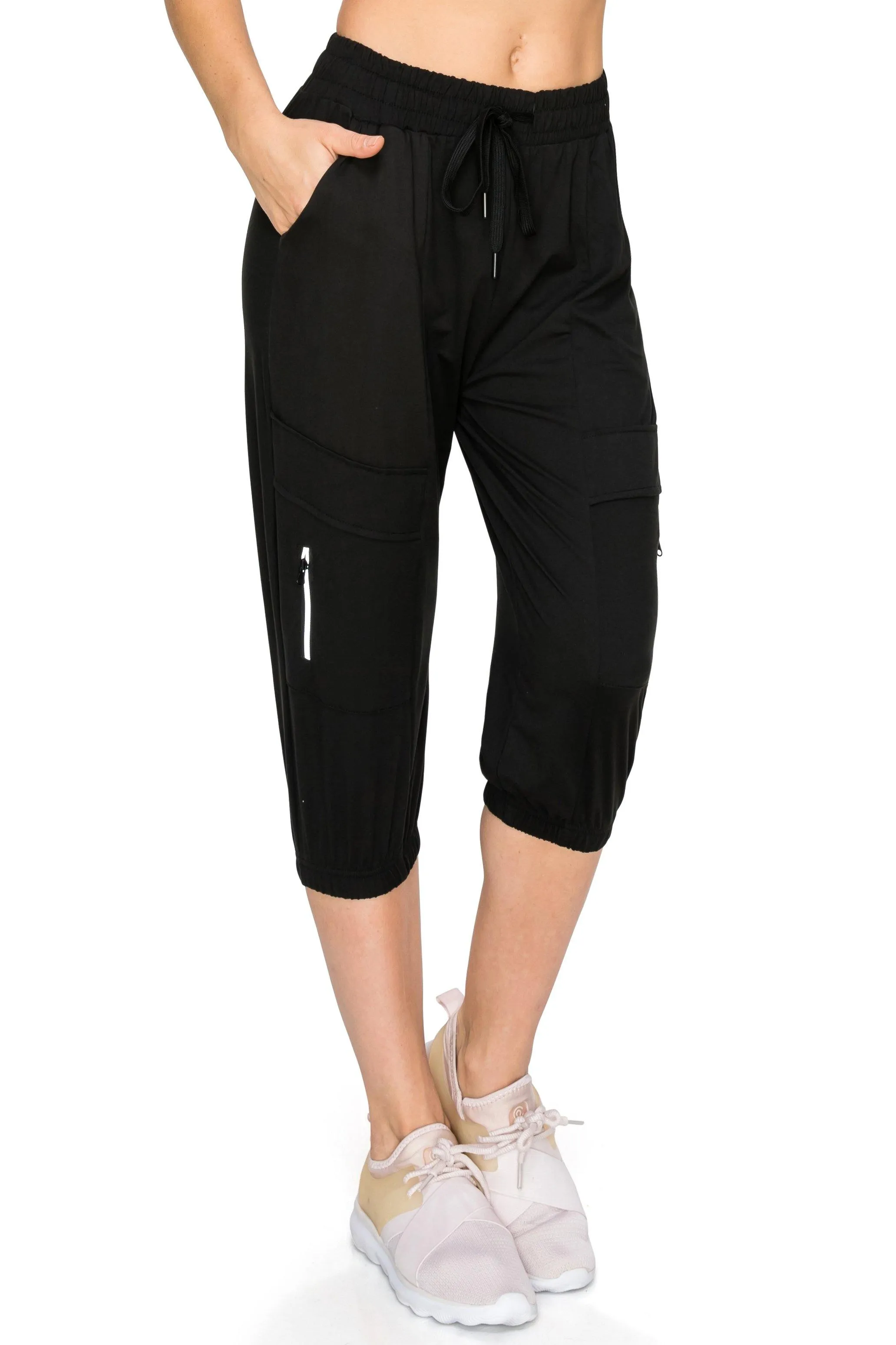 Capri Jogger Track Pants - Soft Stretch Zipper Sweatpants