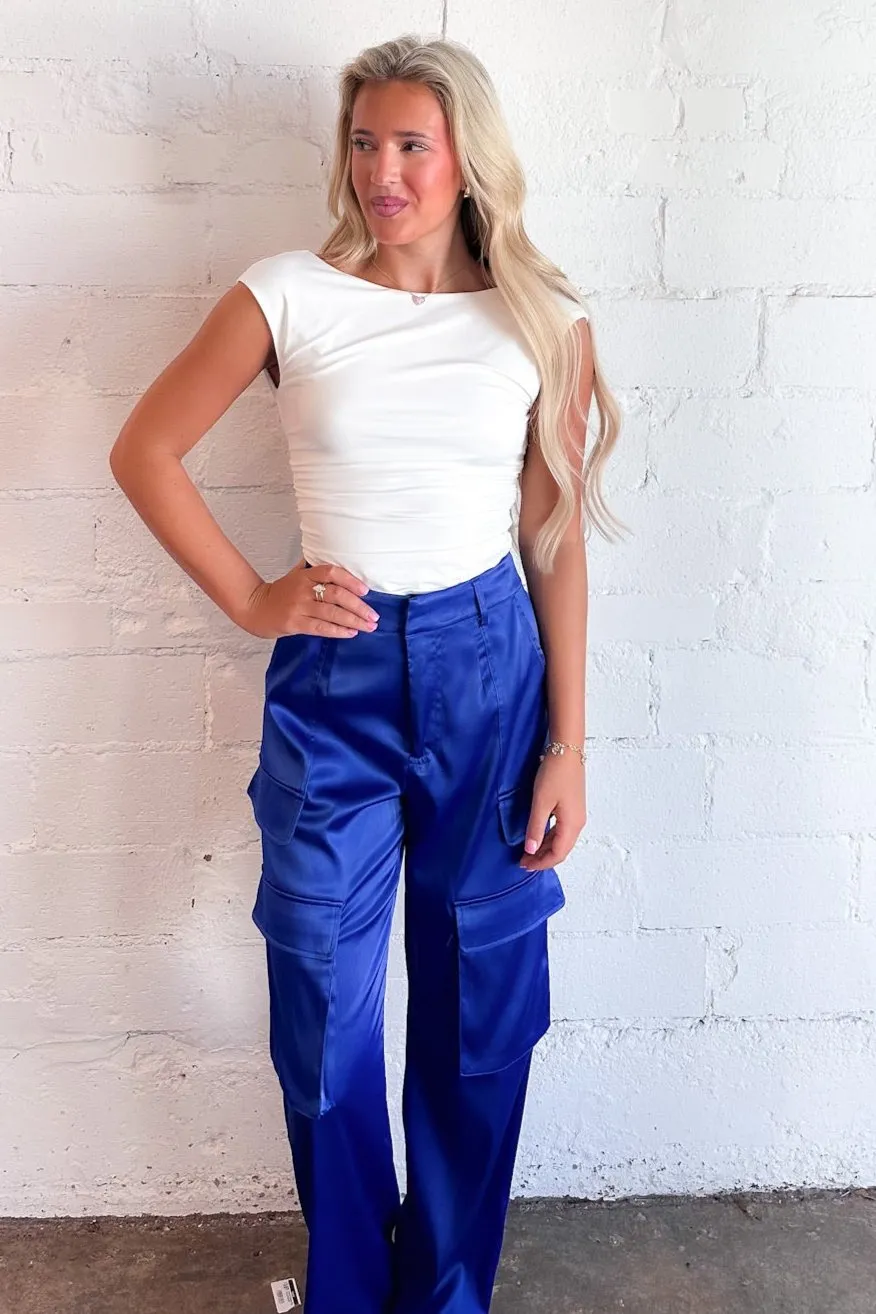 Cassie Satin Cargo Pants