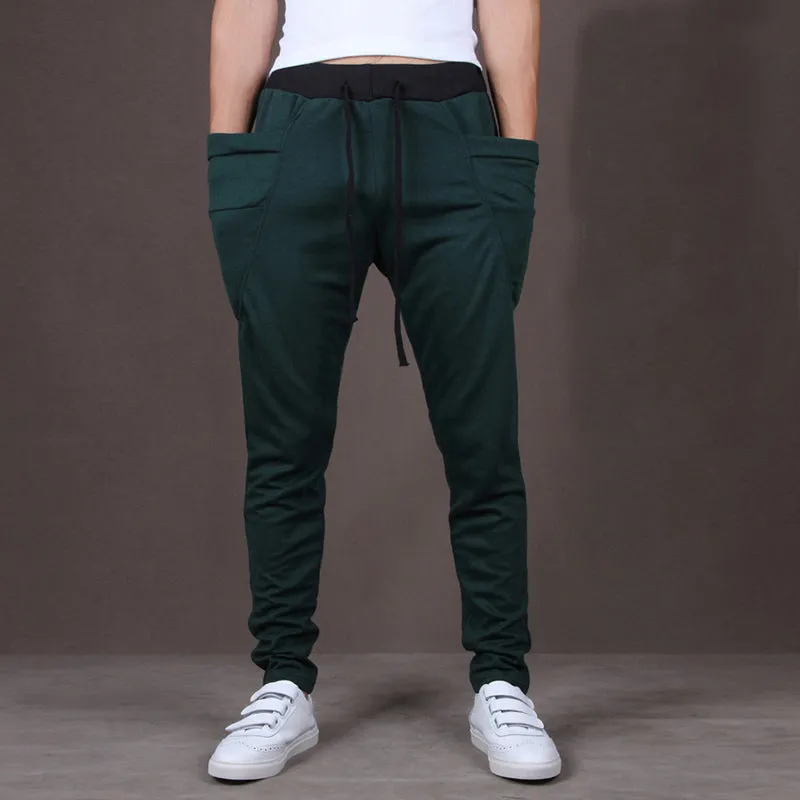 Casual Men Pants Unique Big Pocket Hip Hop Harem Pants Trousers