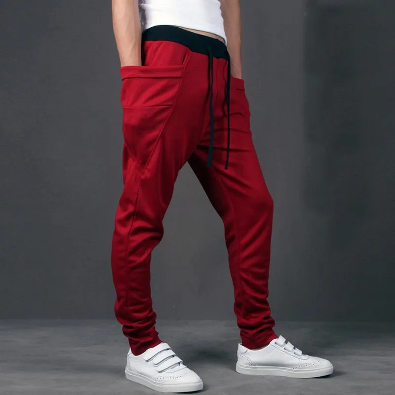 Casual Men Pants Unique Big Pocket Hip Hop Harem Pants Trousers