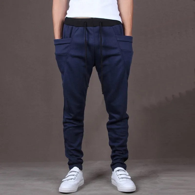 Casual Men Pants Unique Big Pocket Hip Hop Harem Pants Trousers