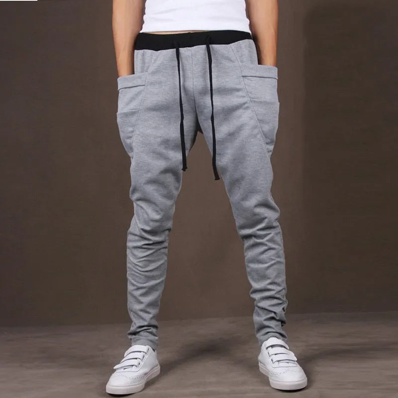 Casual Men Pants Unique Big Pocket Hip Hop Harem Pants Trousers