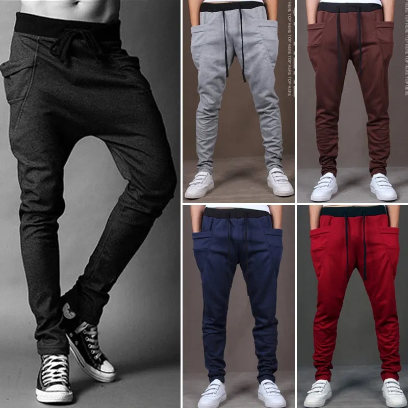 Casual Men Pants Unique Big Pocket Hip Hop Harem Pants Trousers