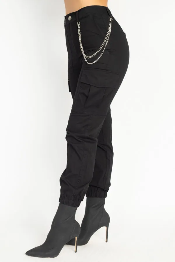 Chain Cargo Twill Jogger Pants