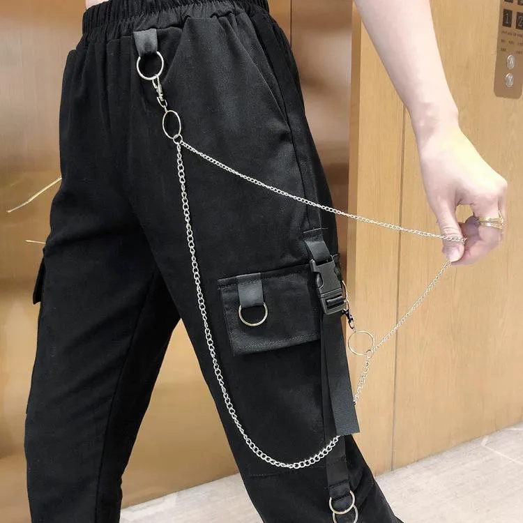 Chained Cargo Pants With Pockets | Waist Chain Cargo Pants