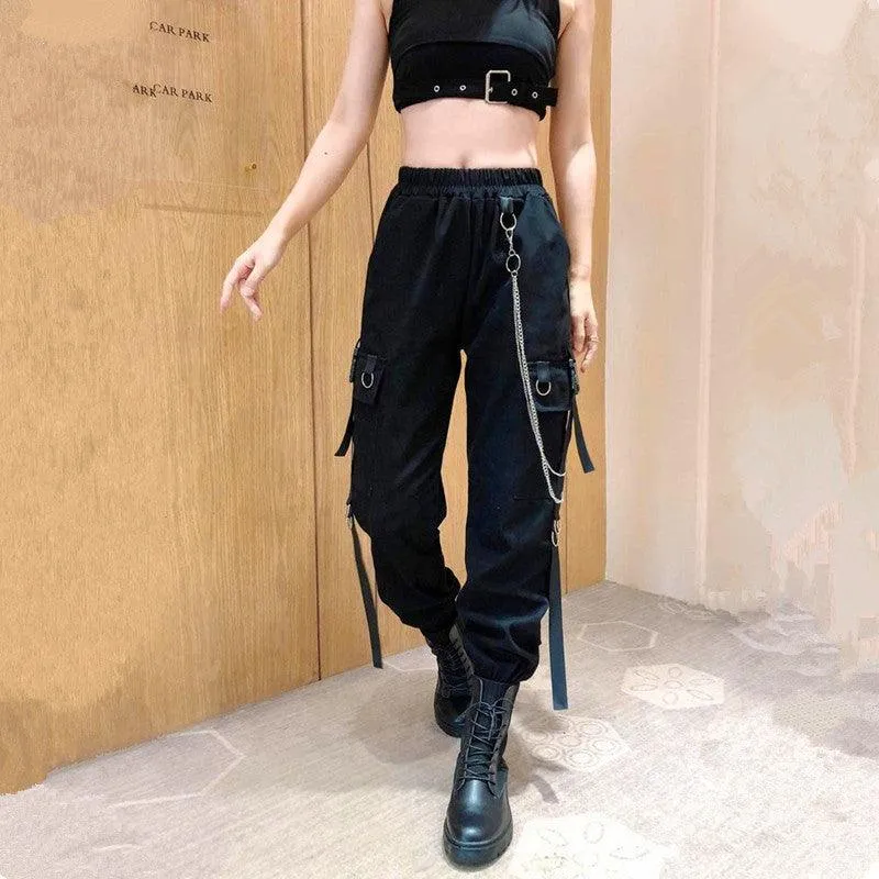 Chained Cargo Pants With Pockets | Waist Chain Cargo Pants