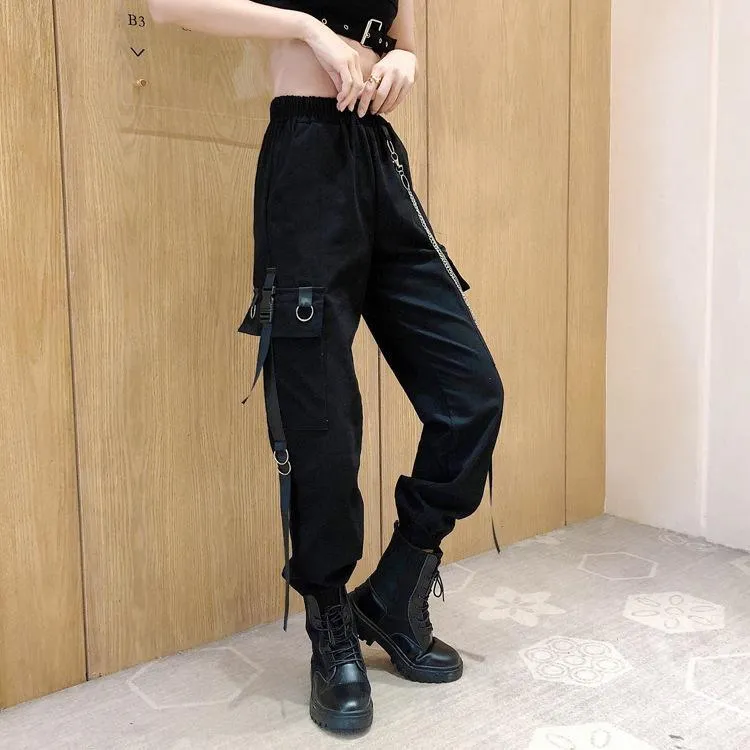 Chained Cargo Pants With Pockets | Waist Chain Cargo Pants