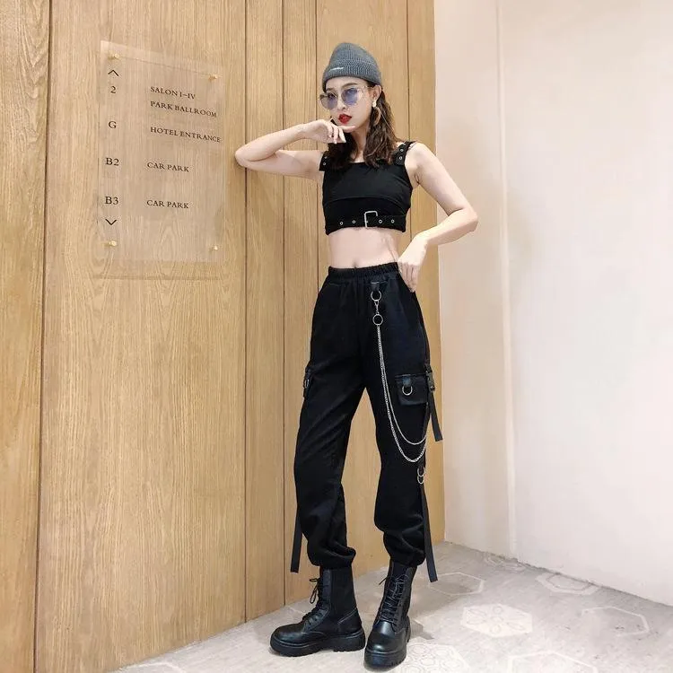 Chained Cargo Pants With Pockets | Waist Chain Cargo Pants