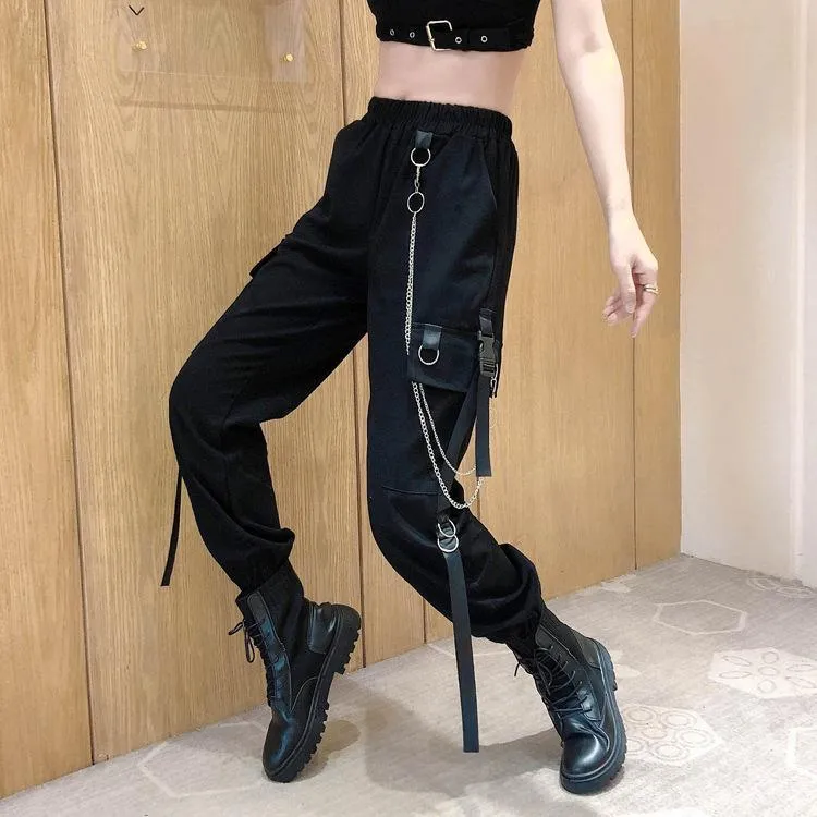 Chained Cargo Pants With Pockets | Waist Chain Cargo Pants