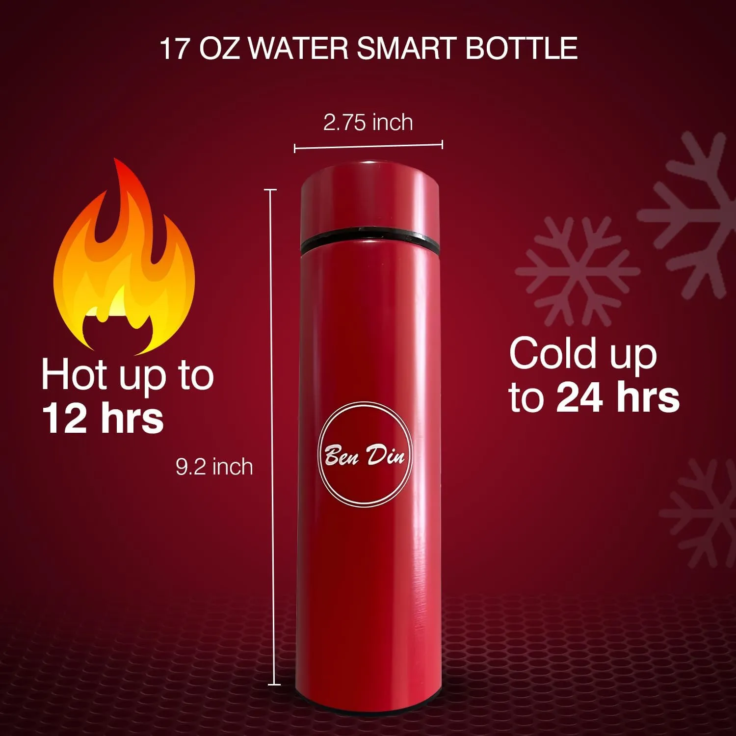 Coffee Tea Thermos, Smart Sports LED Temperature Display Water Bottle