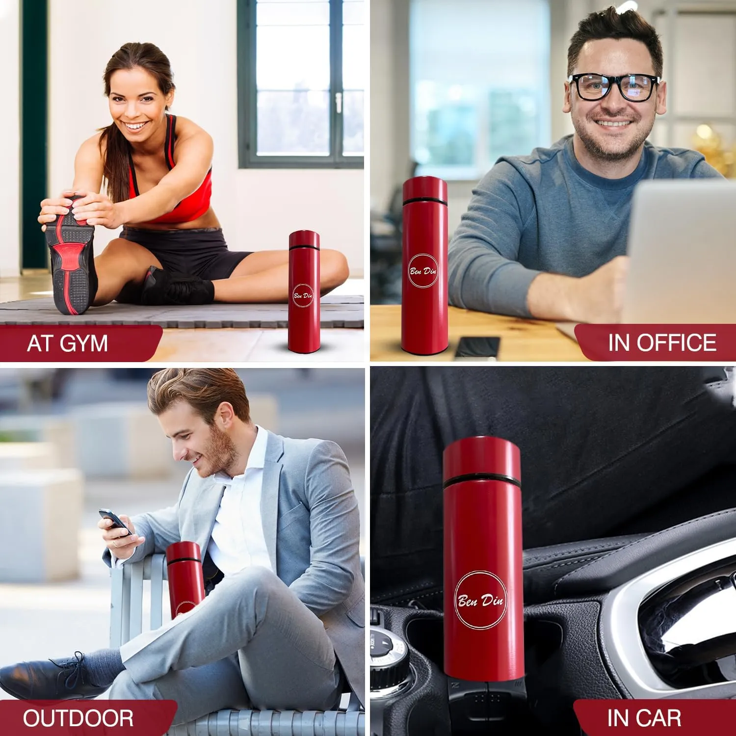 Coffee Tea Thermos, Smart Sports LED Temperature Display Water Bottle