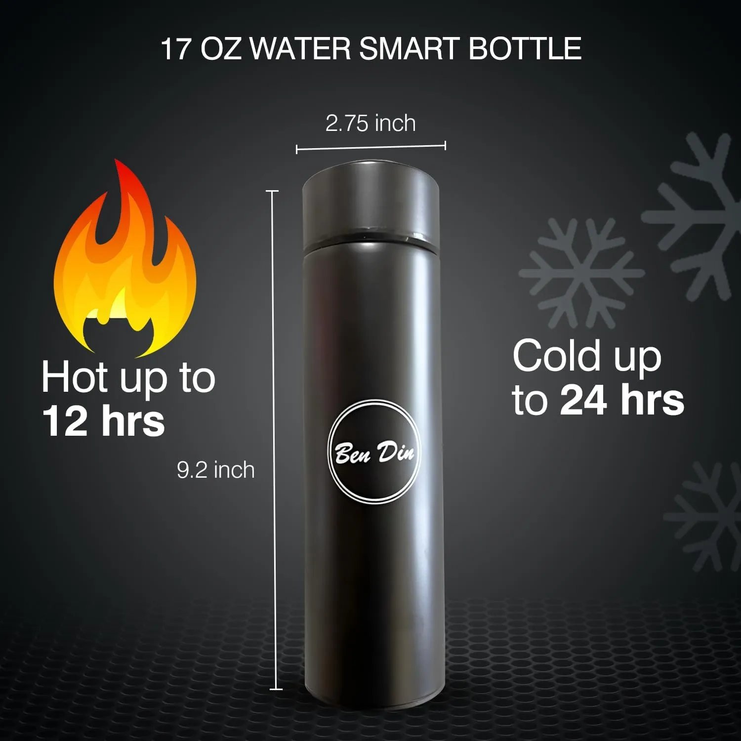 Coffee Tea Thermos, Smart Sports LED Temperature Display Water Bottle