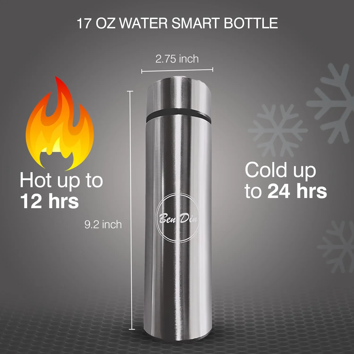 Coffee Tea Thermos, Smart Sports LED Temperature Display Water Bottle