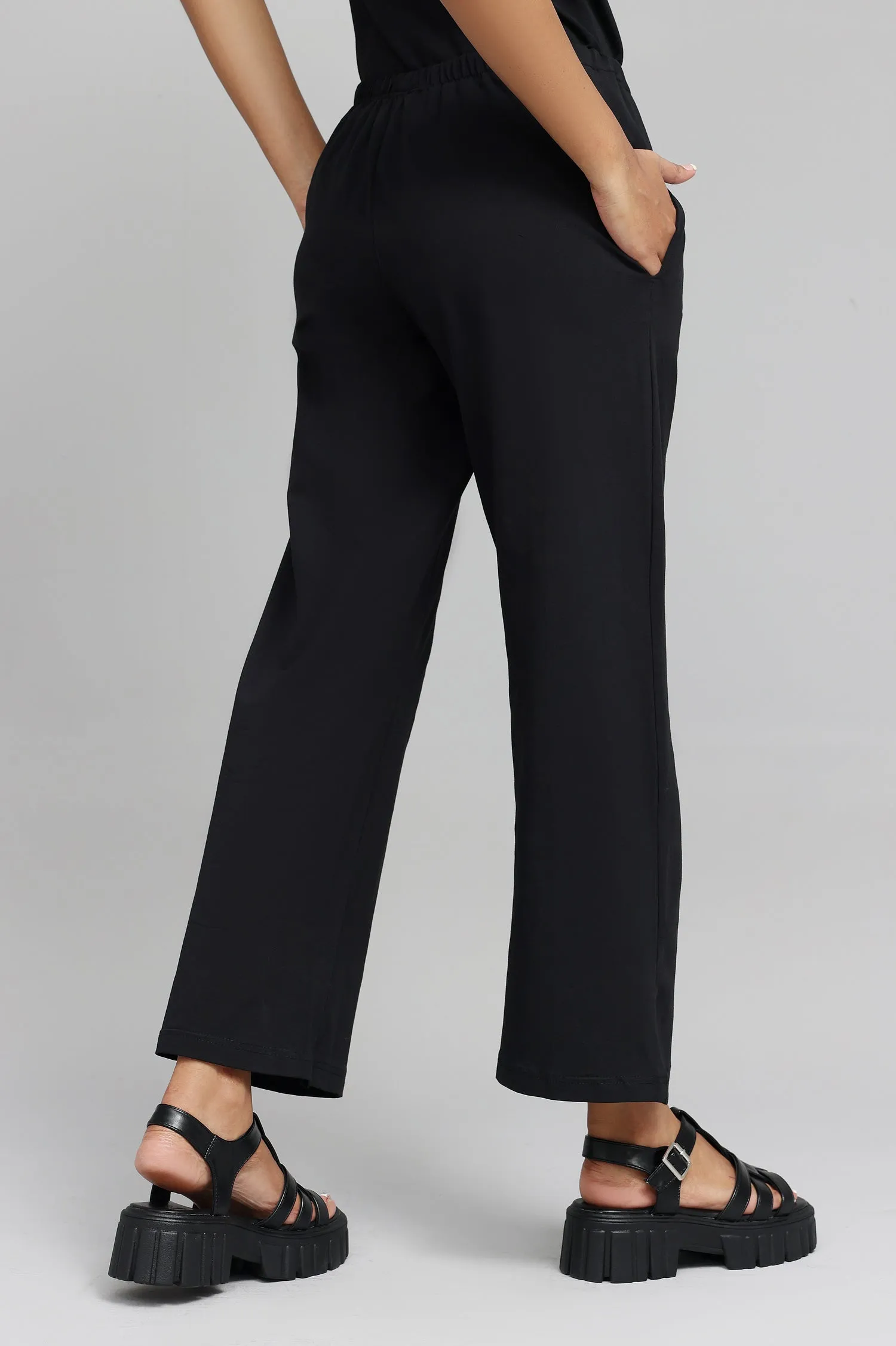 COMFY WIDE-LEG LOUNGE PANTS-BLACK